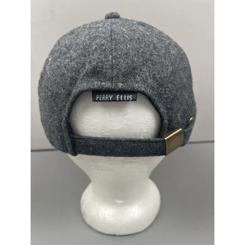 Perry Ellis Portfolio Baseball Cap Gray Wool Blend Adjustable Embroidered Logo